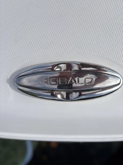  Yacht Photos Pics Robalo R302 Center Console 2018 logo on a sleek white surface.