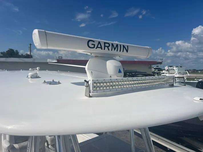  Yacht Photos Pics 2019 Contender 32 ST boat with Garmin radar and LED light bar.