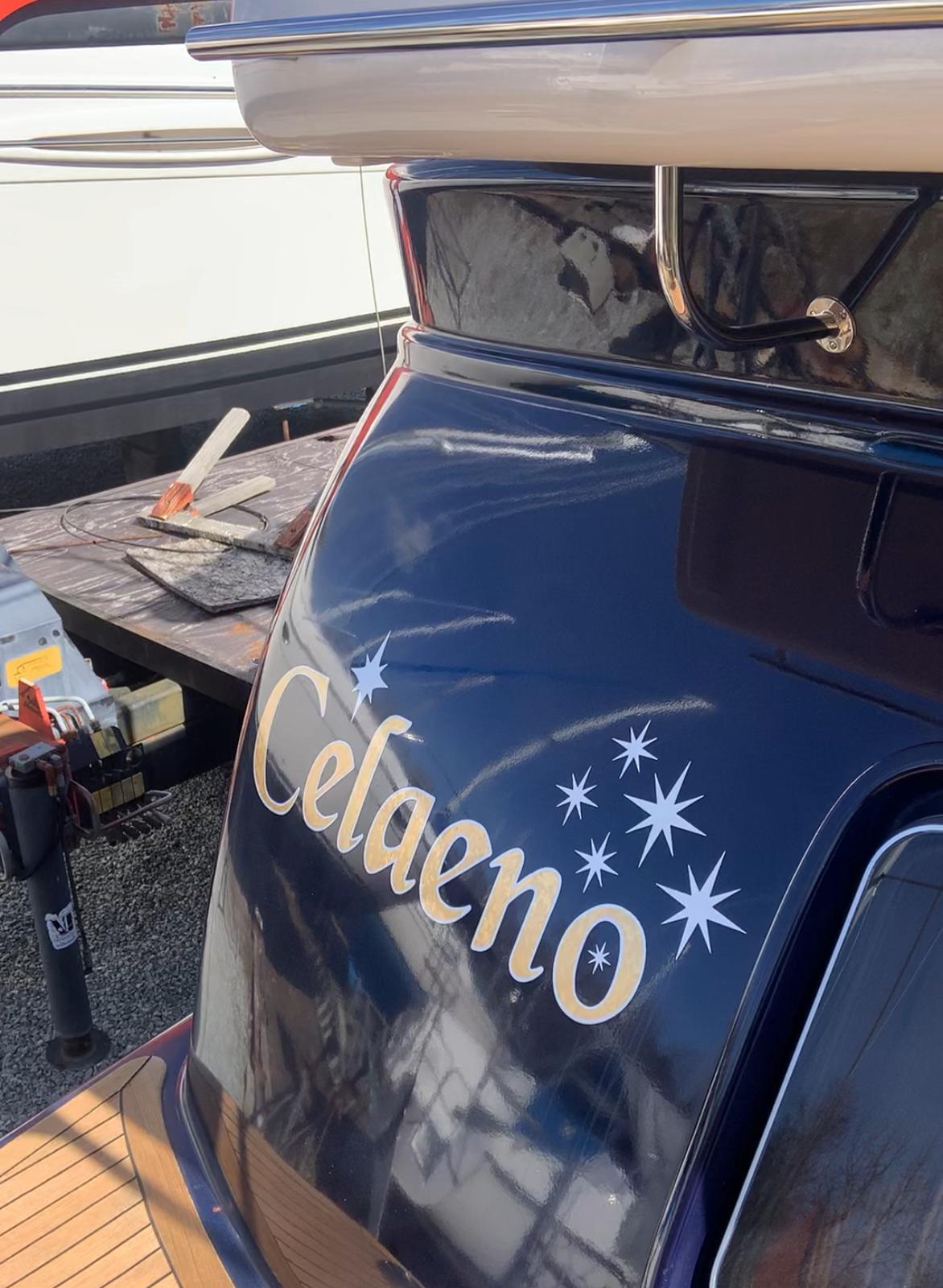 Elling E3 2007 yacht with "Celaeno" name and star design on the stern.