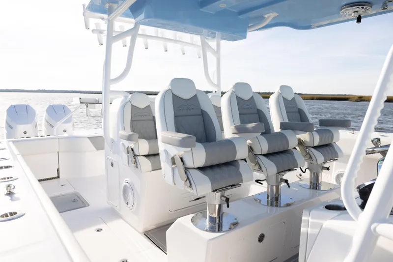  Yacht Photos Pics Luxurious seating on 2024 Invincible 40 Catamaran, featuring modern design and comfort.