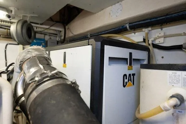 My Reality Yacht Photos Pics Engine room of 2012 Neptunus 62 Flybridge yacht with CAT machinery.