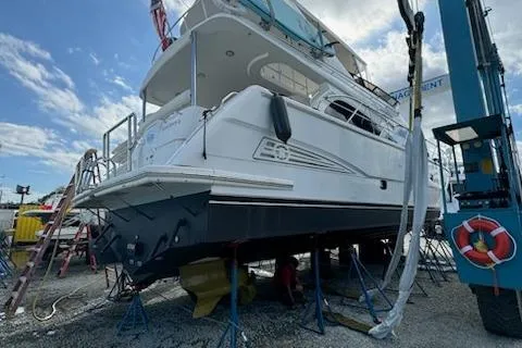 My Reality Yacht Photos Pics 2012 Neptunus 62 Flybridge yacht on dry dock under maintenance.