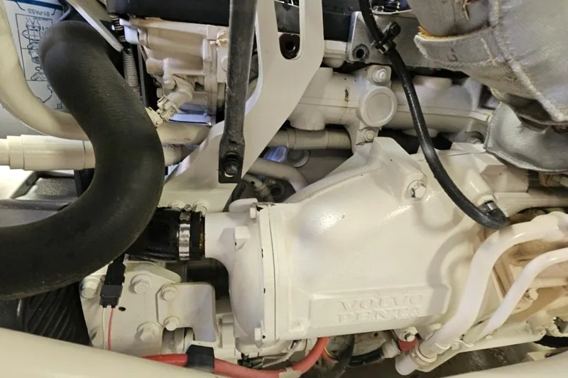 My Reality Yacht Photos Pics Engine compartment of a 2012 Neptunus 62 Flybridge yacht, featuring Volvo Penta components.