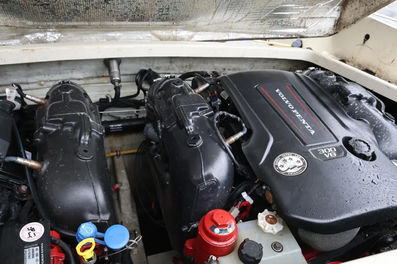  Yacht Photos Pics Engine compartment of a 2020 Chris-Craft 30 Launch with Volvo Penta 300 V8 engine.