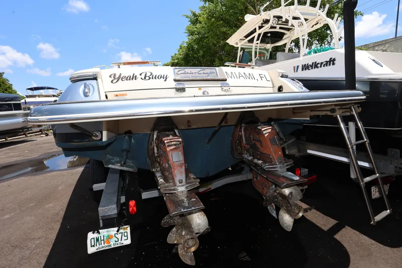  Yacht Photos Pics 2020 Chris-Craft 30 Launch boat with dual propellers, docked in Miami, Florida.
