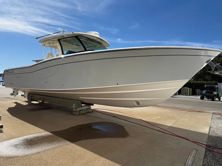  Yacht Photos Pics 2026 Grady-White Canyon 386 boat on a dry dock.