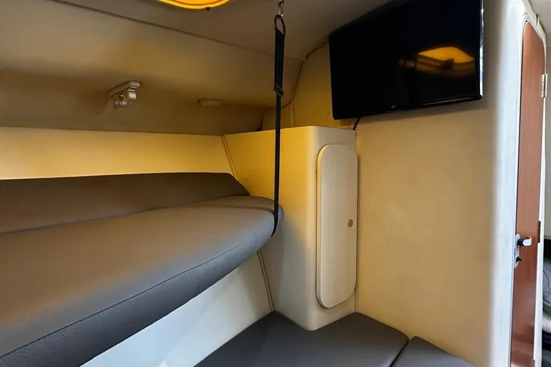  Yacht Photos Pics 2006 Hydra-Sports Vector 3300 VX cabin interior with TV and seating area.