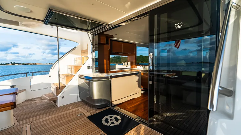 Stella Maris Yacht Photos Pics Luxurious 2022 Princess Y72 Motor Yacht interior with sleek design and ocean view.