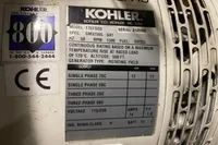 Kohler generator label with specifications, including model 17EFOZD, diesel fuel, and voltage details.