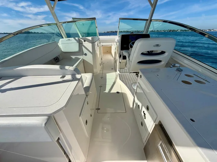  Yacht Photos Pics Interior view of 2022 Cobia 330 Dual Console boat.