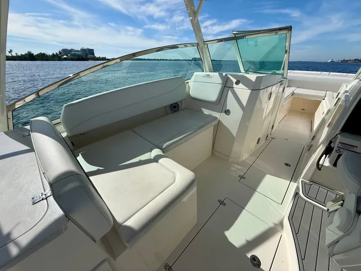  Yacht Photos Pics Interior view of 2022 Cobia 330 Dual Console boat.