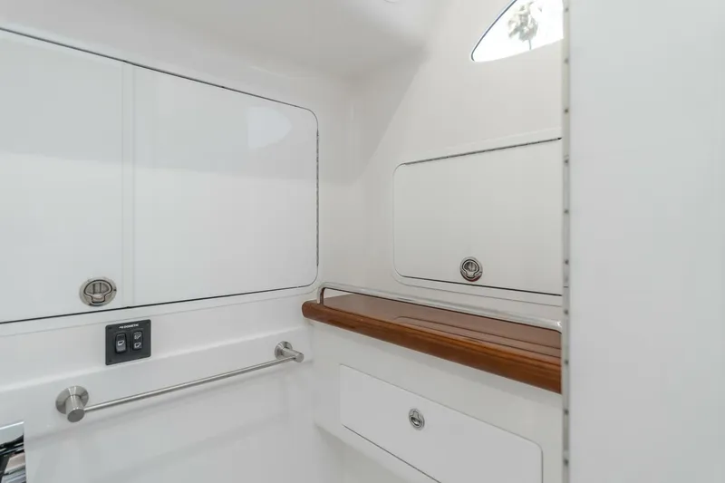  Yacht Photos Pics Interior of 2026 Mag Bay 43 Center Console, featuring sleek cabinetry and modern fixtures.