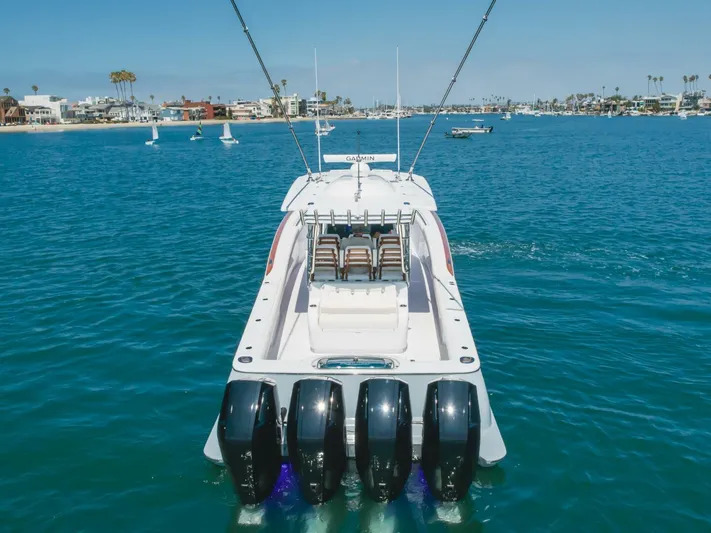  Yacht Photos Pics 2026 Mag Bay 43 Center Console boat with four engines on blue water.