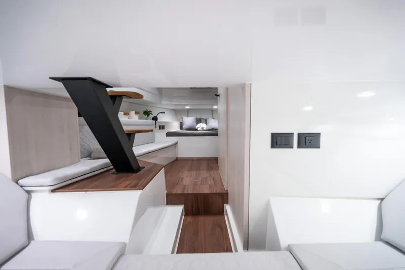 Maxim Yachts | Max43 Comfort Yacht Photos Pics Luxurious interior of 2025 Maxim Yachts 43, featuring modern design and elegant furnishings.