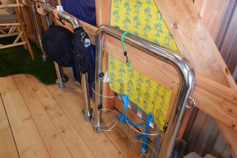  Yacht Photos Pics Stainless steel boat accessories on wooden deck, Sea Ray 40 Sundancer, 2008 model.