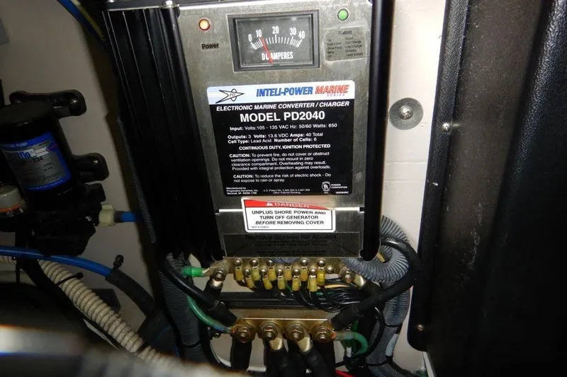  Yacht Photos Pics Electronic marine converter/charger in 2008 Sea Ray 40 Sundancer boat engine room.