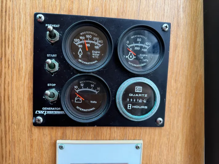 Vixen Yacht Photos Pics Control panel of a 2002 Tiara Yachts 3500 Express with Westerbeke generator.