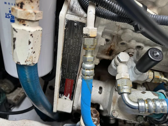 Vixen Yacht Photos Pics Close-up of engine components in a 2002 Tiara Yachts 3500 Express.