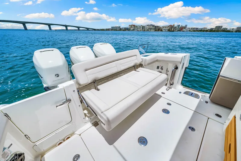 Our Trade Yacht Photos Pics 2019 Boston Whaler 350 Realm Transom Seat and Dive door