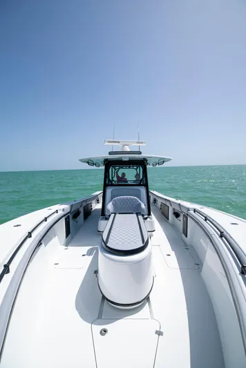  Yacht Photos Pics 2022 Yellowfin 39 boat on open sea under clear blue sky.