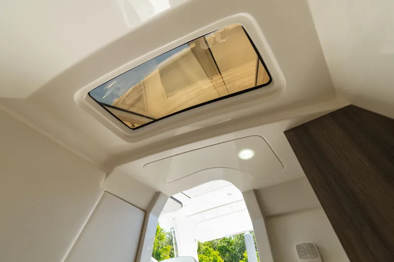  Yacht Photos Pics 2024 World Cat 400 DC-X interior with skylight and modern design.