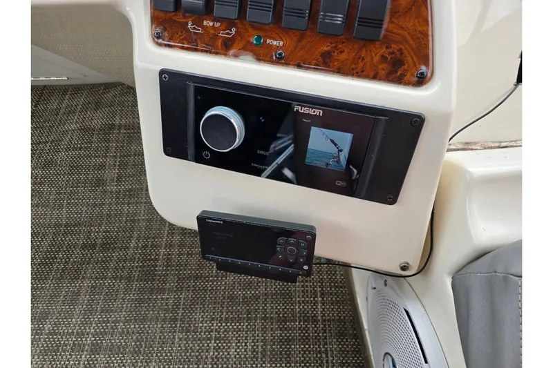 Embracing Life Yacht Photos Pics Control panel of 2004 Meridian 459 Motoryacht with Fusion audio system.