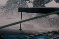 Sailing boat in action, water splashing, GC 32 model, 2012.