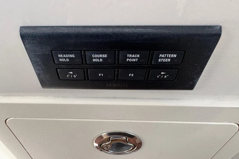 Texas Crewed Yacht Photos Pics Control panel on 2024 Grady-White Freedom 335 boat with navigation buttons.