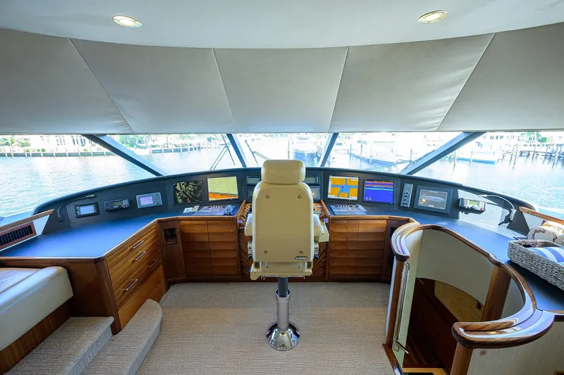 Remy Roo Yacht Photos Pics Luxurious helm of 2014 Westport 112 yacht with advanced navigation systems.