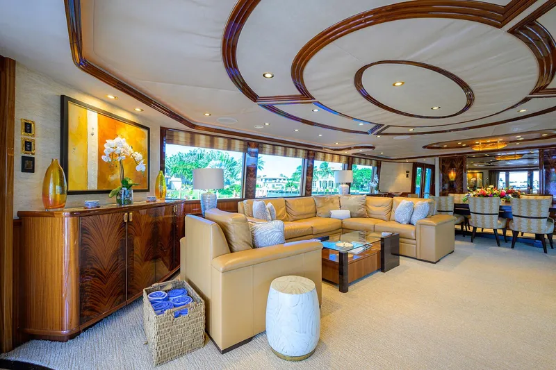 Remy Roo Yacht Photos Pics Luxurious interior of 2014 Westport 112 yacht with elegant furnishings and modern decor.