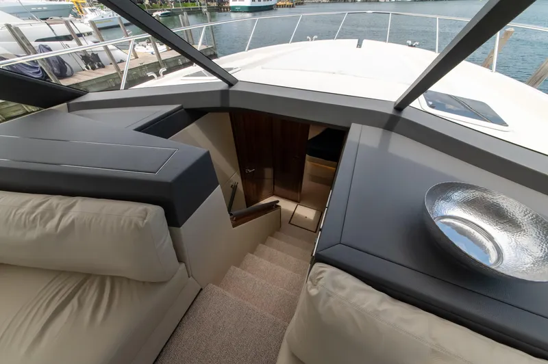 One More Yacht Photos Pics Luxurious interior of 2024 Maritimo M55 yacht with elegant seating and modern design.