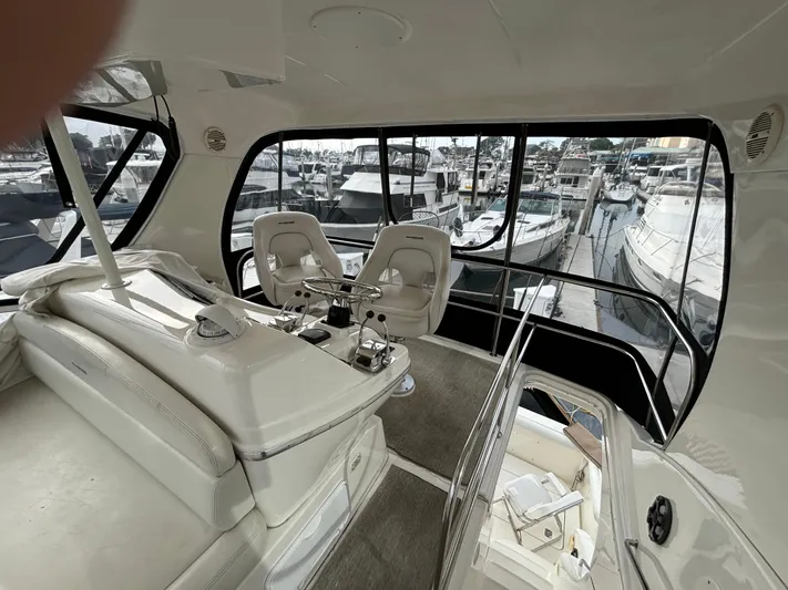  Yacht Photos Pics Interior view of 2004 Silverton 38 Convertible yacht at marina.