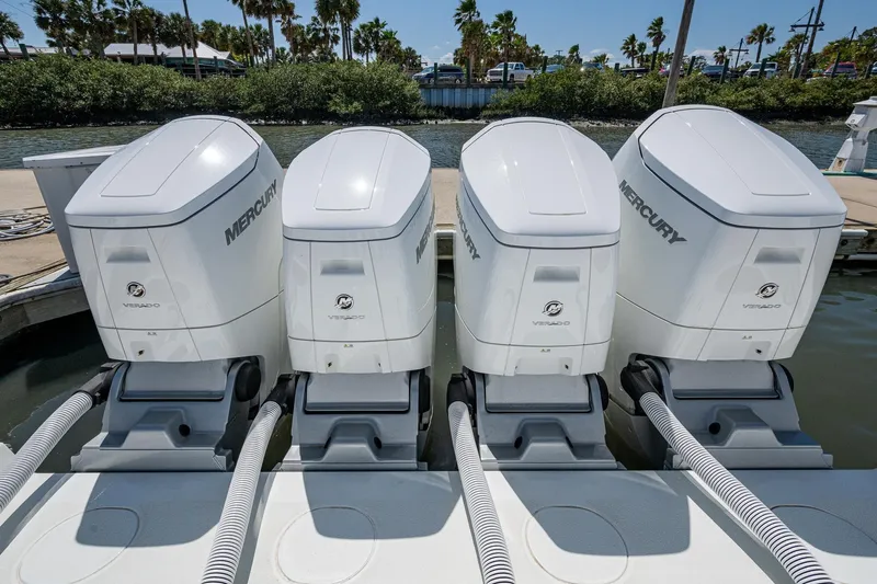  Yacht Photos Pics Four Mercury Verado outboard engines on a 2022 Yellowfin 54 Offshore boat.