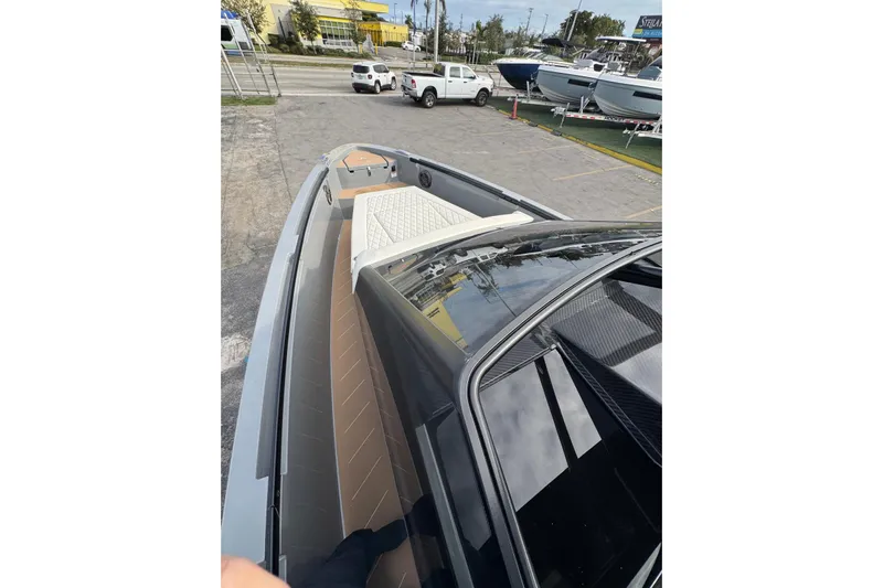 Virtue Yacht Photos Pics 2026 Virtue V10 boat on display, showcasing sleek design and modern features.