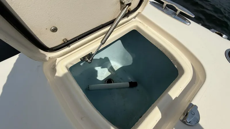 Aletha P Llc Yacht Photos Pics Open storage compartment on 2016 Grady-White Freedom 307 boat.
