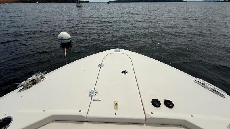 Aletha P Llc Yacht Photos Pics Bow view of 2016 Grady-White Freedom 307 boat on calm water.