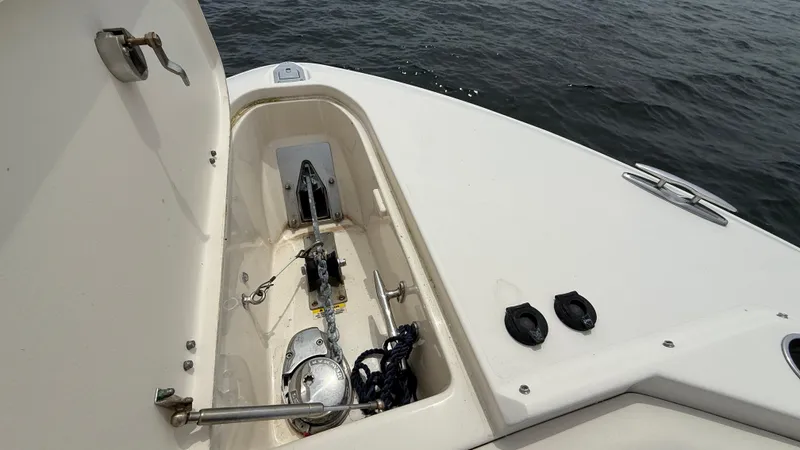 Aletha P Llc Yacht Photos Pics 2016 Grady-White Freedom 307 boat anchor compartment with ocean view.