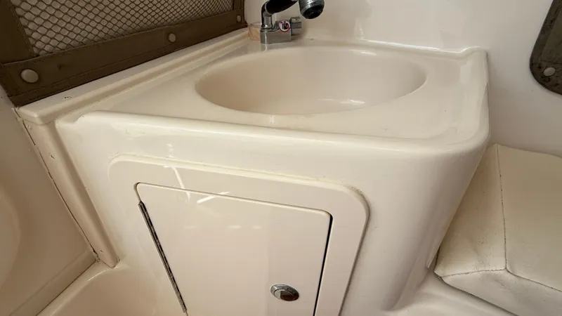 Aletha P Llc Yacht Photos Pics 2016 Grady-White Freedom 307 boat sink with storage cabinet.