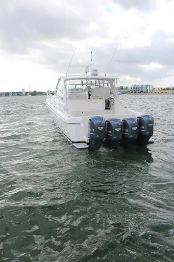  Yacht Photos Pics 2012 Intrepid 475 Sport Yacht with four outboard engines on the water.