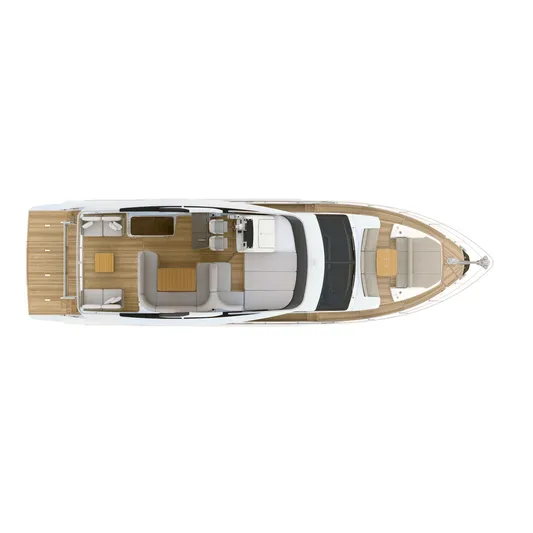  Yacht Photos Pics Top view of 2024 Absolute 56 FLY yacht layout, showcasing spacious deck and seating areas.