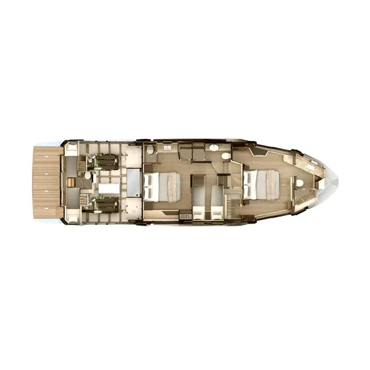  Yacht Photos Pics 2024 Absolute 56 FLY yacht floor plan, showcasing luxurious interior layout and design.