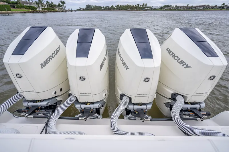  Yacht Photos Pics Four Mercury Verado outboard engines on a 2024 SeaVee 420Z boat.