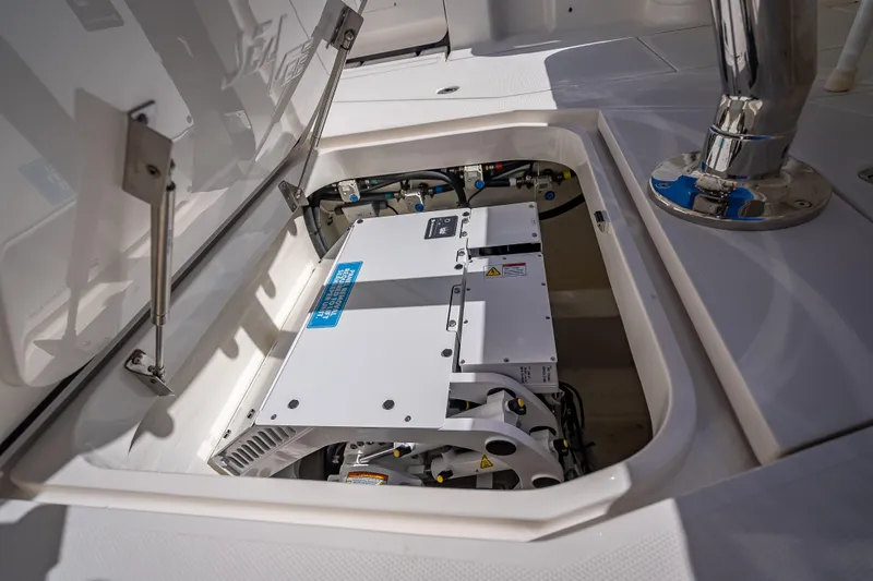  Yacht Photos Pics 2024 SeaVee 420Z engine compartment showcasing advanced marine technology.