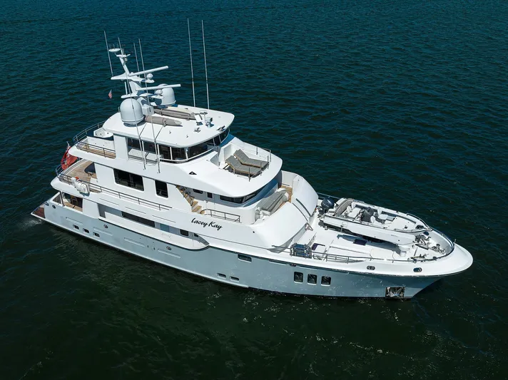 Lacey Kay Yacht Photos Pics 2017 Nordhavn 96 luxury yacht cruising on open water.