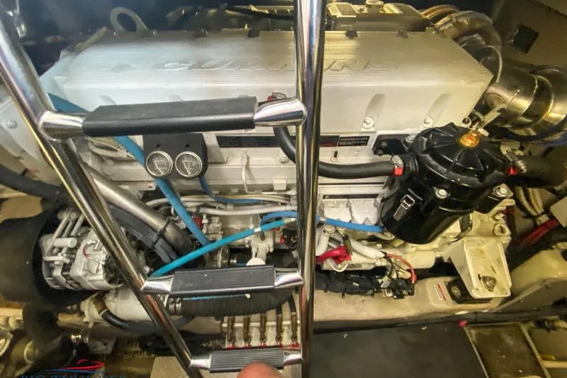  Yacht Photos Pics Engine compartment of a 2007 Sea Ray 52 Sundancer yacht, featuring Cummins engine components.