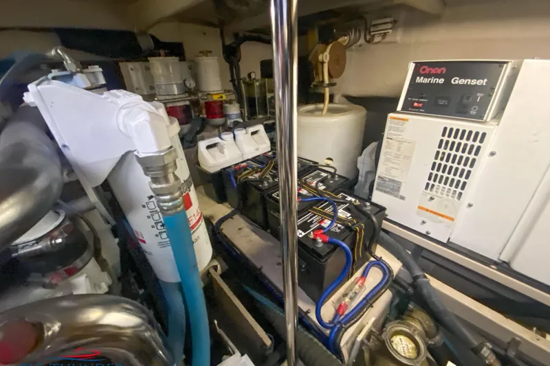  Yacht Photos Pics Engine room of 2007 Sea Ray 52 Sundancer with Onan Marine Genset and batteries.