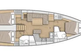  Yacht Photos Pics Floor plan of a 2022 Beneteau Oceanis 40.1 sailboat, featuring cabins and living areas.