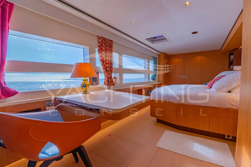 4ever Yacht Photos Pics Luxurious interior of 2022 JFA Yachts LONG ISLAND 78 POWER with ocean view.