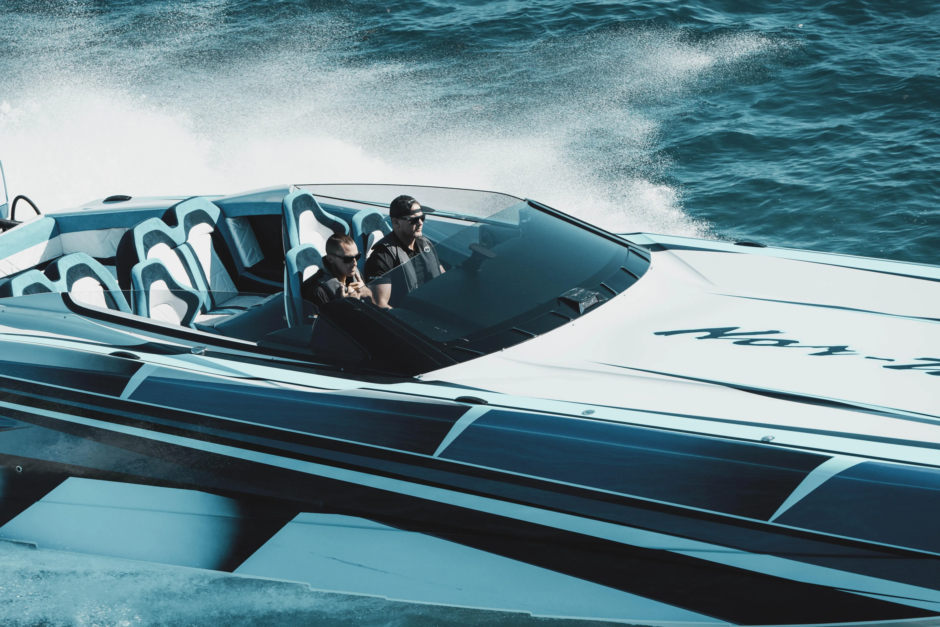  Yacht Photos Pics 2026 Nor-Tech 4000 Super Catamaran cruising on open water, showcasing sleek design and speed.