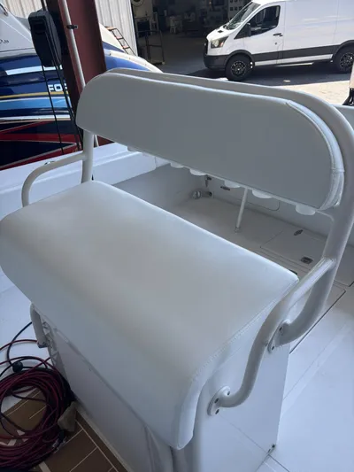 Gabrielle Yacht Photos Pics Jupiter 31 CC FWD seating, 2006, in a workshop.